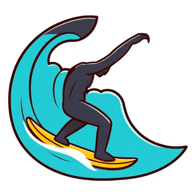 Bowing surfer sticker