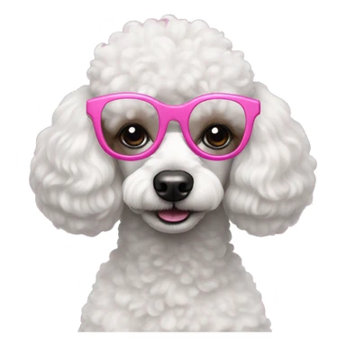 Poodle with pink glasses sticker