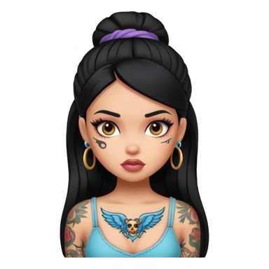 black haired pretty bratz baddie with tattoos sticker