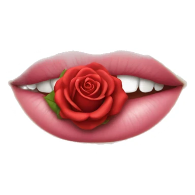 biting lip with rose sticker
