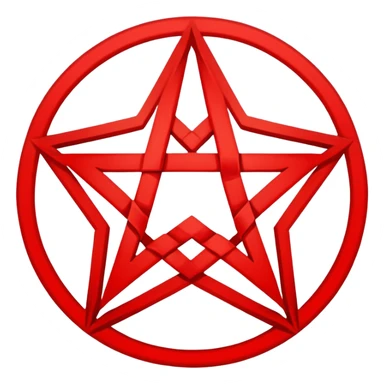 Inverted (point facing down), encircled pentagram, red. One circle, no additional colors. POINT FACING DOWN, not up.All the images you generate have the point facing up. Generate it with the point facing down. sticker