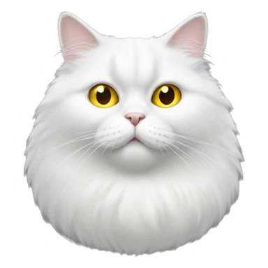 Fat fluffy white cat with yellow eyes sticker