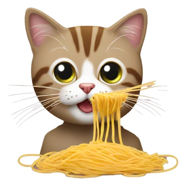 Un chat qui mange des spaghetti sticker