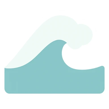 single sea wave with foam, color filled icon, flat and easy to recognize sticker