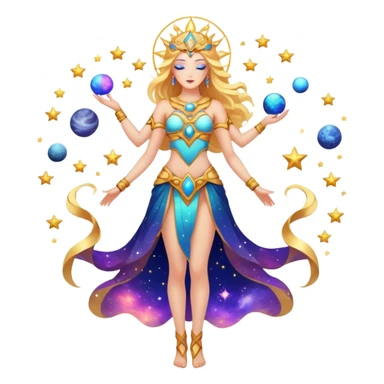 fullbody universe goddess with cosmic elements, stars and galaxy patterns sticker