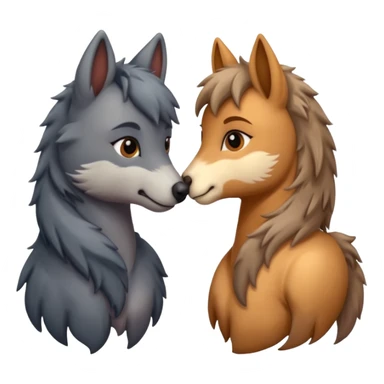 a wolf and a pony in love sticker
