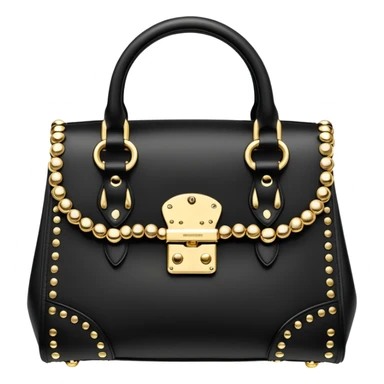 Alexander McQueen brand, black and gold handbag with luxury edgy style, detailed embellishments. 8k, 5000x5000px, 3D rendering, realistic, isolated still life, no emoji faces no emoji icons no human figures  sticker