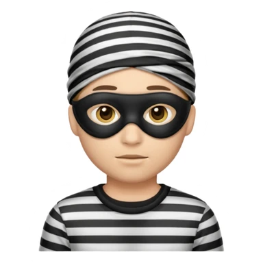 A 3 theif robber emoji,Stripped shirt,eye mask, black head. sticker