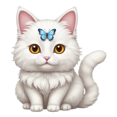 cute white cat with butterfly sticker