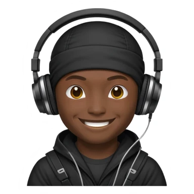 Make a customized    emoji that has dj headphones on and a ninja outfit sticker