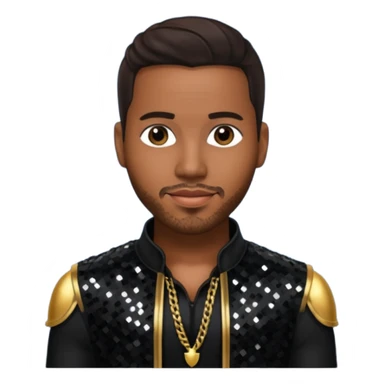 Romeo Santos with dark brown hair, black sequin outfit sticker