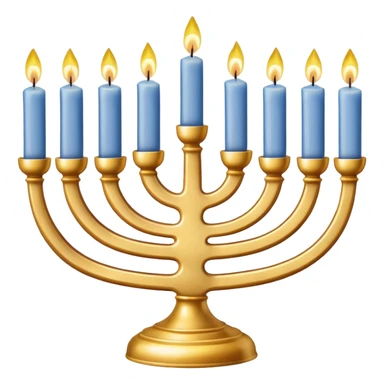 Gold Menorah with four white candles on each side sticker