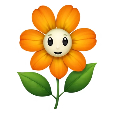 Green stem, white bud with black cartoony face: ;p. And six heart shaped yellowish orange petals sticker