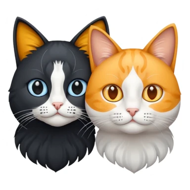 Gato preto do olho amarelo e branco do olho azul juntos um do lado do outro sticker