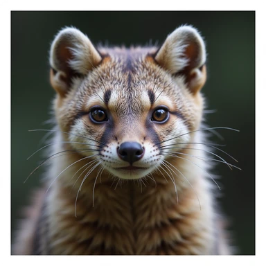 A pine marten, close-up portrait, sharp eyes, detailed whiskers, photorealistic style sticker