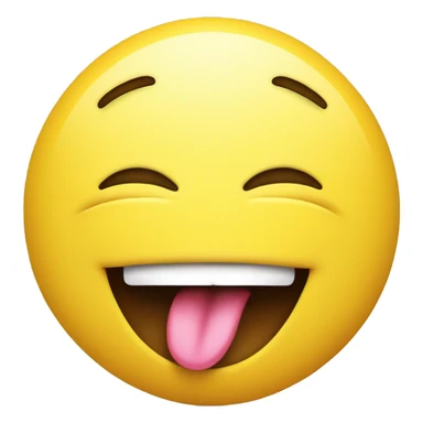 1 yellow smiley with a closed mouth smile and tongue out the side of the mouth. yummy concept sticker