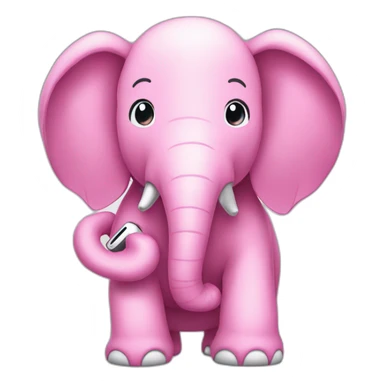 pink eleohant talking in a phone sticker