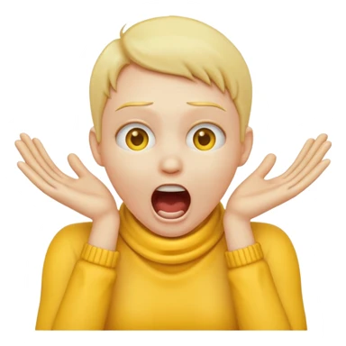 Yellow emoji doing choking emote with hands around neck and the emoji screaming  sticker