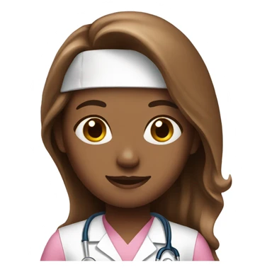 nurse with pink shirt long  brown hair  sticker