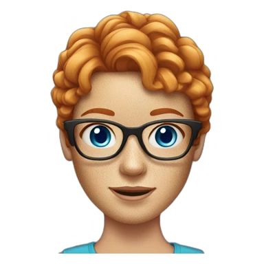 ginger woman with freckles and blue eyes and glasses sticker