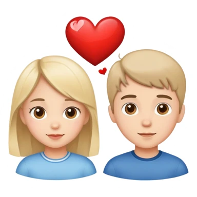 girl and boy in love with hearts between them sticker