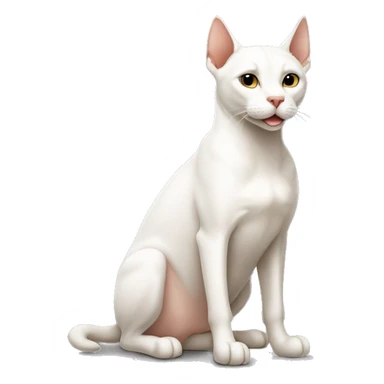 White cat sitting with Doberman  sticker