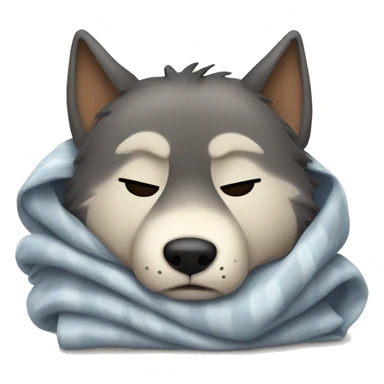 Sleepy wolf under blanket sticker