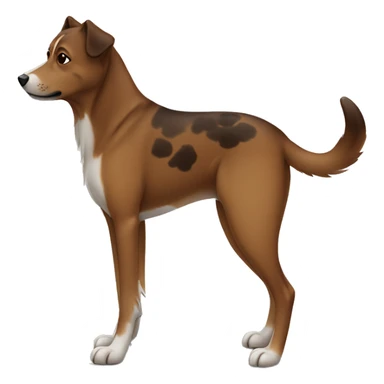 brown and dark brown Eurasian dog standing. His face and back is covered with dark brown spots sticker