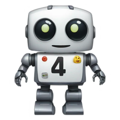 robot with a blouse with the number 4 written on it sticker