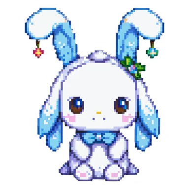 Cinnamoroll character in pixel art style sticker