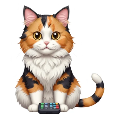 A Cat holding a tv remote sticker