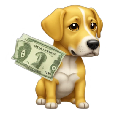 Chien jaune avec des billet et trois têtes en forme de voiture sticker