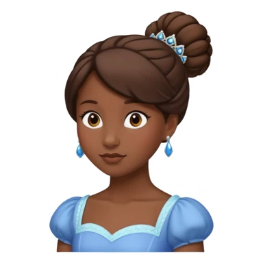 tạo cho tôi emoji tạo hình của công chúa da đen tóc nâu búi tóc 1 bên sticker