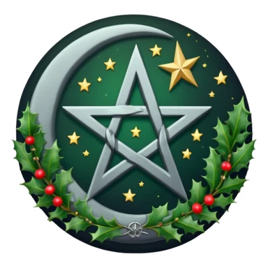 Dark moon with pentacle and holly  sticker