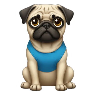pug wearing a t-shirt sticker
