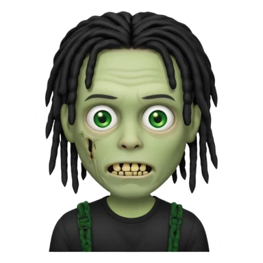 memoji iphone zombie with black dreads black tee and braces sticker