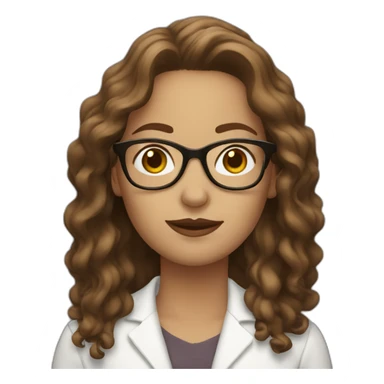white woman with brown wavy hair white glasses sticker