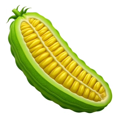 A long strip of bitter melon, no internal structure sticker