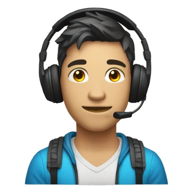 A teenage professional gamer with a gaming headset sticker