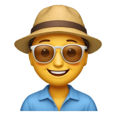 cheerful face emoji by a canal in an urban setting sticker