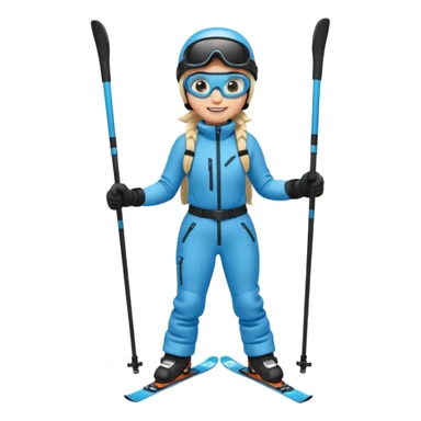 skier with poles full body on the snow sticker