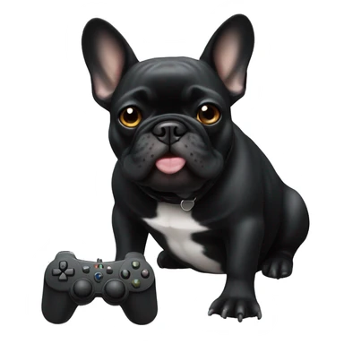 All black French bulldog playing video games sticker