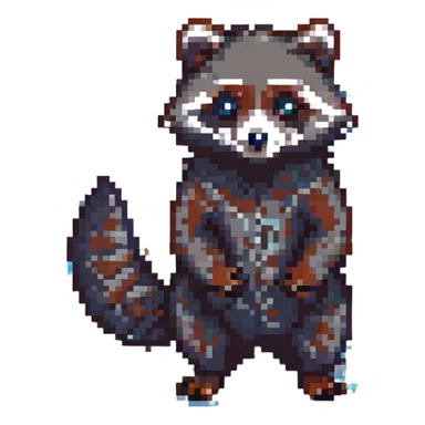 pixel art waschbär (raccoon), standing, retro game look sticker
