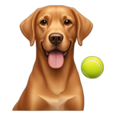 Red labrador with holding a tennis ball sticker