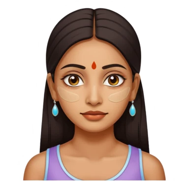 make an emoticon of a woman that has gel-like under eye patches of skincare of transparent color and make the woman slighlty indian, please remove the earrings anf the bindi  sticker