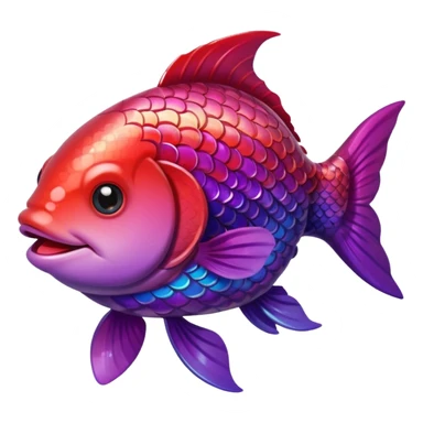 color gradient between red and purple glitter cute happy fish carp sticker