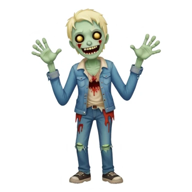 A cute, cheerful zombie is laughing at full length sticker
