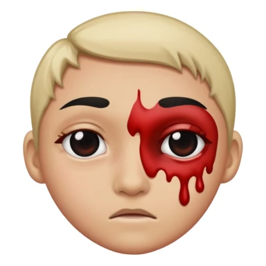 A bleeding inorganic black eye sticker