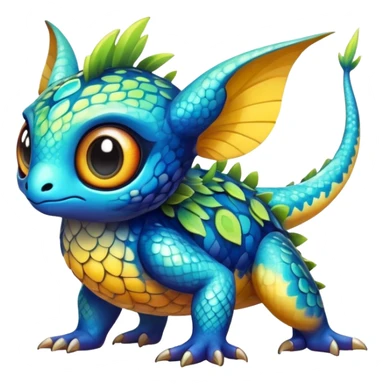 Exotic shiny rare epic cute Fakémon-creature, full body, with random markings sticker