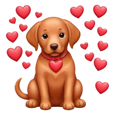Red labrador with valentine hearts sticker